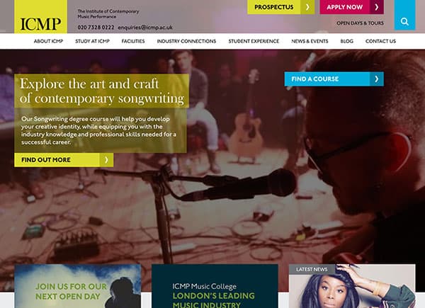 ICMP The Institute of Contemporary Music Performance website client of CKH